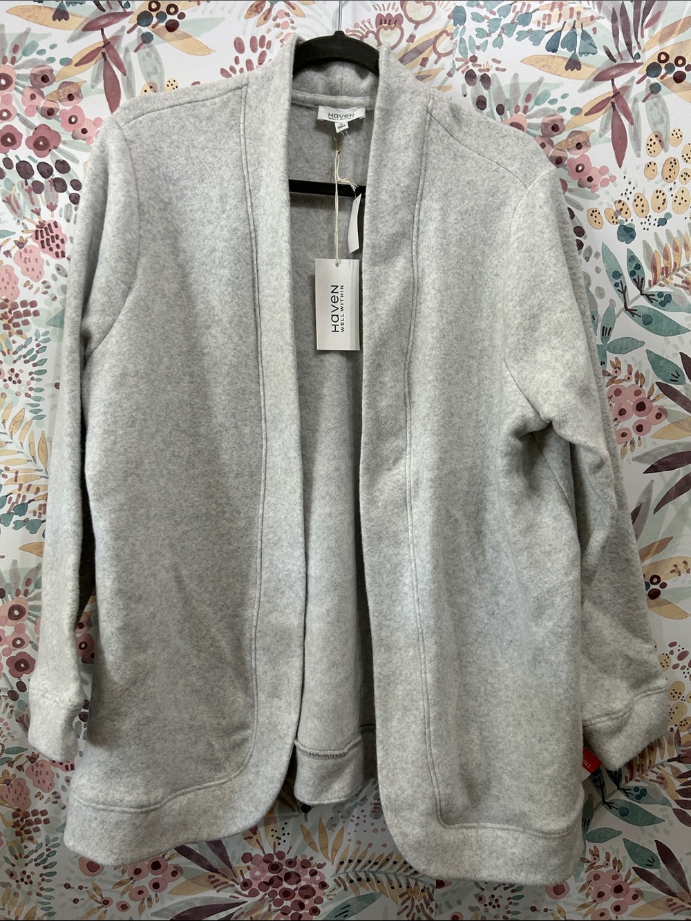 Haven Well Within NWT Fleece Soft Open-Front Cadigan Jacket Heather Gray Medium